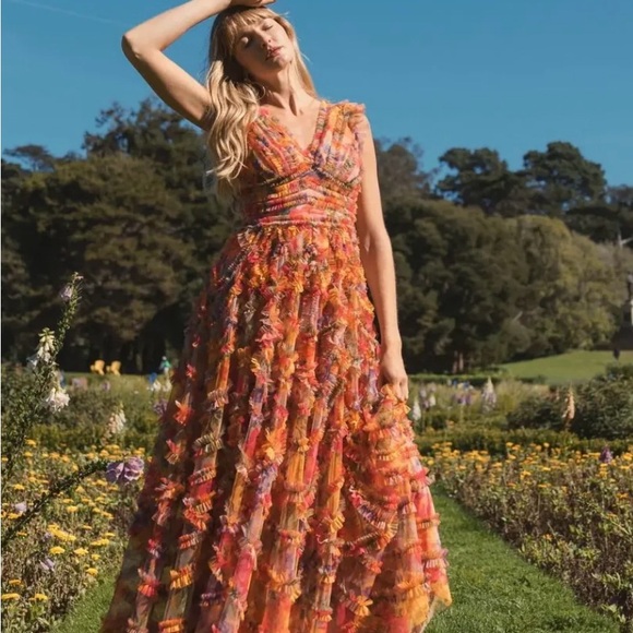 Mac Duggal Colorful Ruffled Maxi Dress - Picture 4 of 6